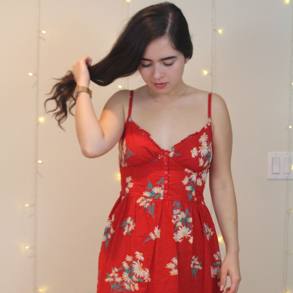 Forever 21 Flower Red Dress